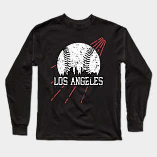 Los Angeles LA City Skyline Baseball Vintage Gameday Dodger Long Sleeve T-Shirt